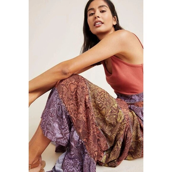 Anthropologie Large Tall maxi long dress snake print texture stretch tank - Picture 15 of 15